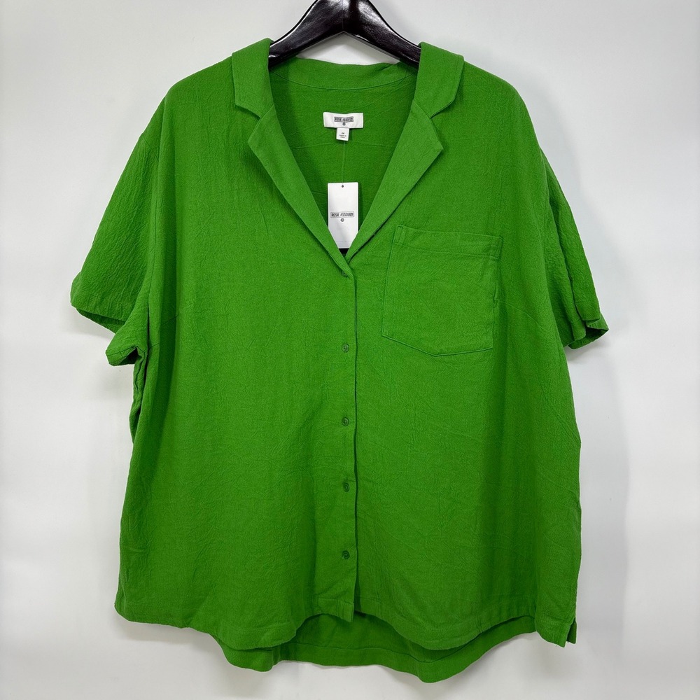Rosie Assoulin X Target Green Cotton Crepe Short Sleeve Button Up Shirt 2X NEW